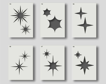 Reusable Star shape stencils.  Star stencils for Nursery Walls and home decor Various design and size options are available. Group 3