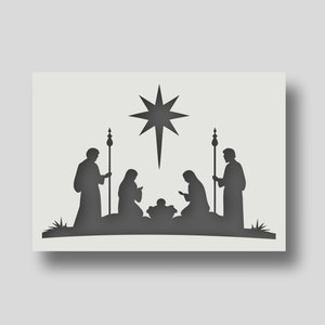 Stencil Natività - Stencil Natalizio - Creazione Biglietti Natalizi - Stencil per Finestre - Artigianato Artistico. Disponibili in diverse dimensioni: A6, A5, A4, A3, A2.