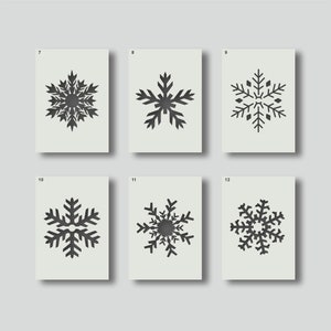 Estênceis festivos de floco de neve para confecção de cartões, tecidos, decoração de casa e estênceis artesanais. Várias opções de design e tamanho estão disponíveis. Grupo 2