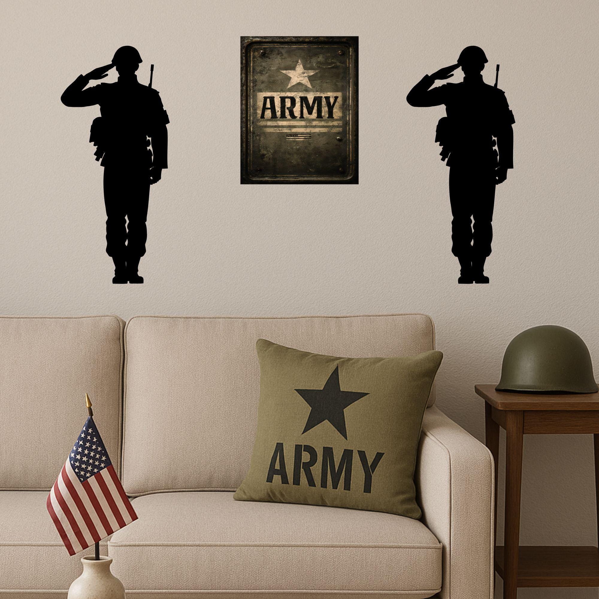Rustic Army Wall Art, Patriotic Decor for Veterans, Patriotic Display ...