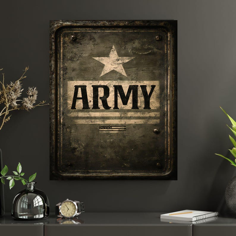 Rustic Army Wall Art, Patriotic Decor for Veterans, Patriotic Display ...