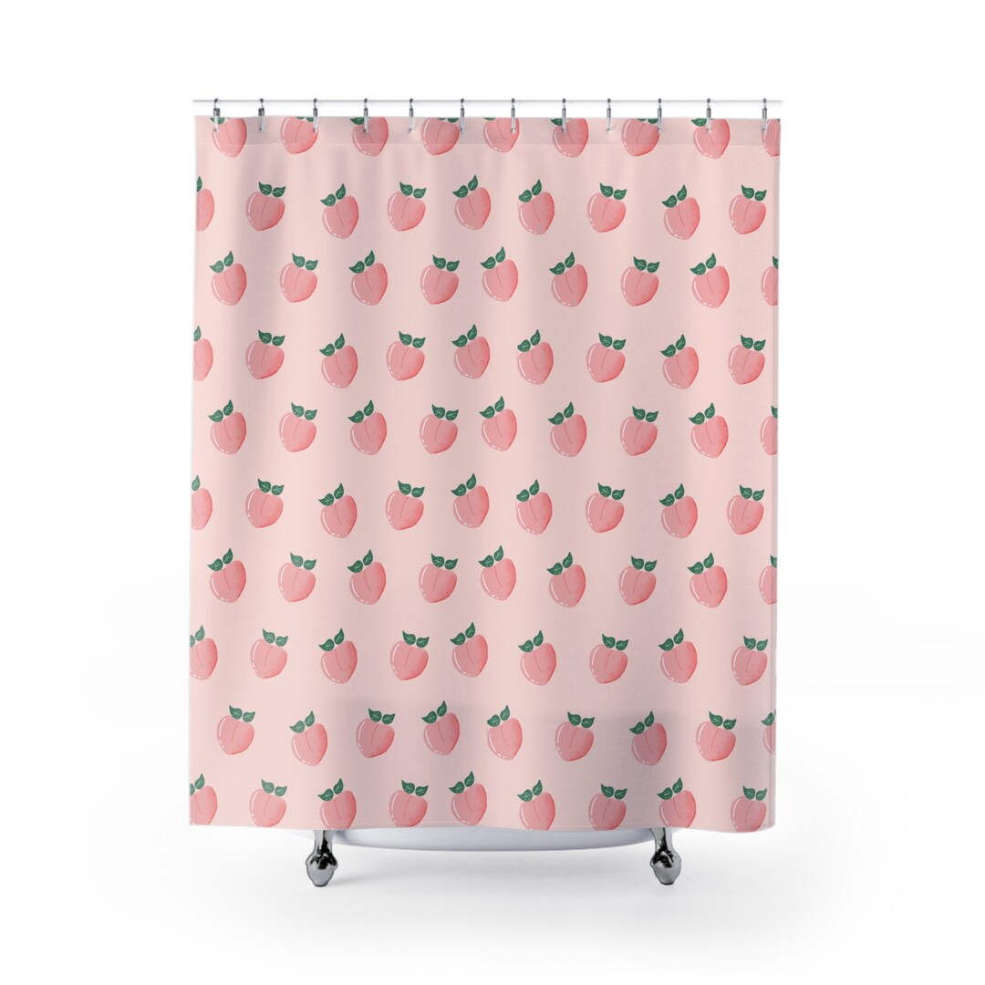 Cute Pink Peach Shower Curtainswaterproof Bathroomgift for Etsy