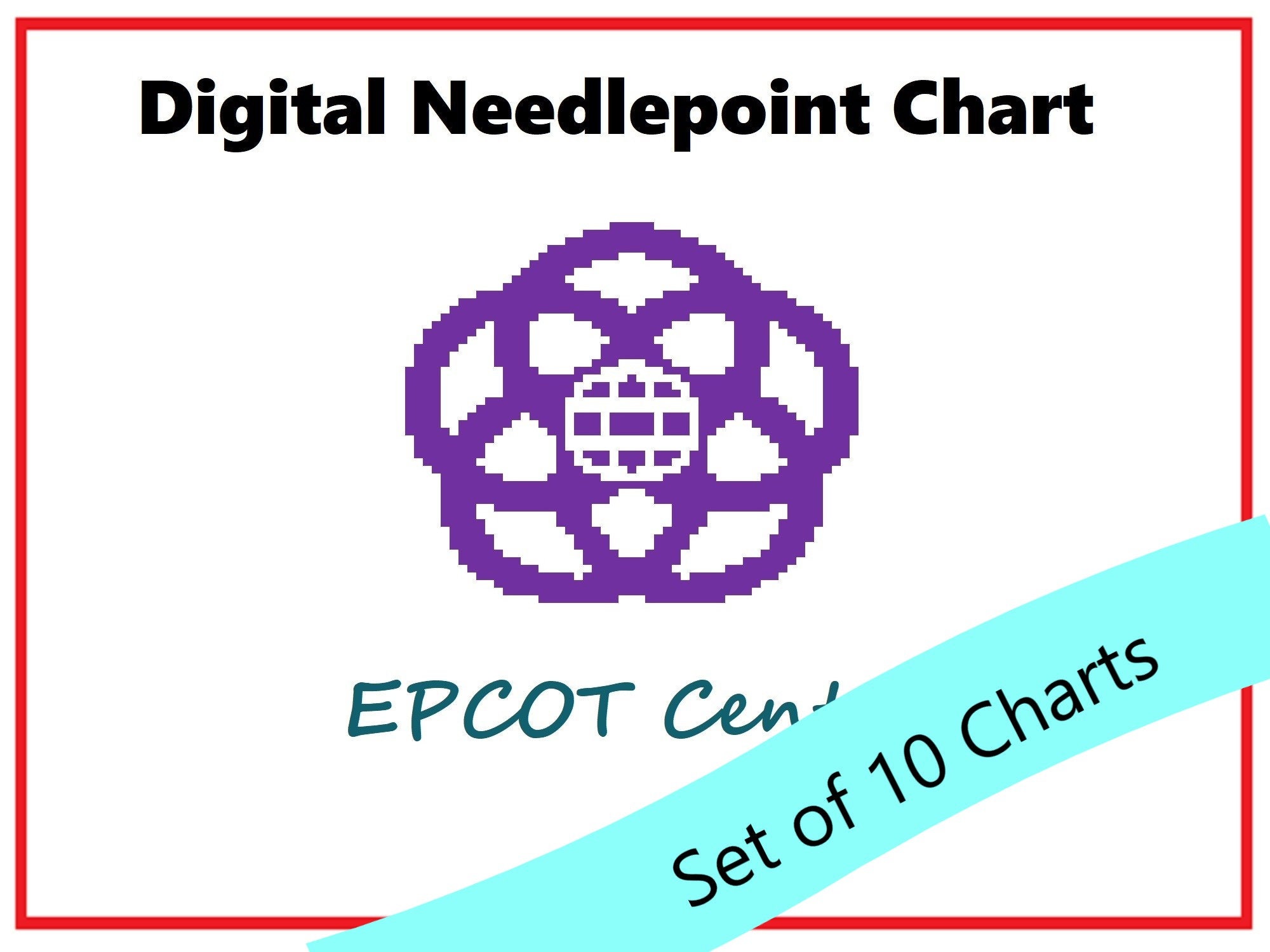 Set of 10 Epcot Center Original 1982 Icons | Needlepoint Canvas or Counted Cross Stitch Pattern Download