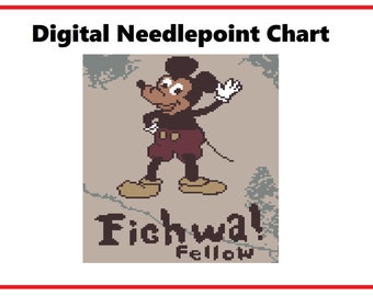 Fichwa Fellow Wall, Animal Kingdom | Needlepoint Canvas or Counted Cross Stitch Pattern Download