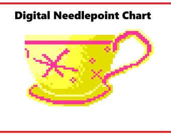 Tea Cup | Needlepoint Canvas or Counted Cross Stitch Pattern Download