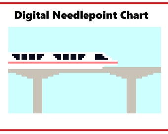 Monorail Coral | Needlepoint Canvas or Counted Cross Stitch Pattern Download