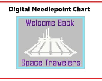 Space Mountain | Needlepoint Canvas or Counted Cross Stitch Pattern Download