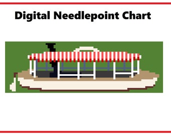Jungle Cruise River Boat | Needlepoint Canvas or Counted Cross Stitch Pattern Download