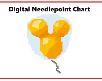Mickey Balloon | Needlepoint Canvas or Counted Cross Stitch Pattern Download