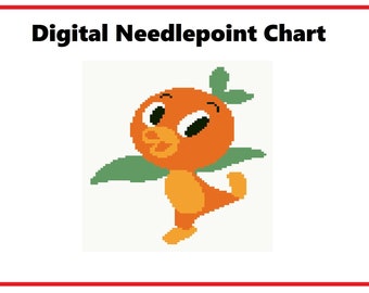 Orange Bird | Needlepoint Canvas or Counted Cross Stitch Pattern Download