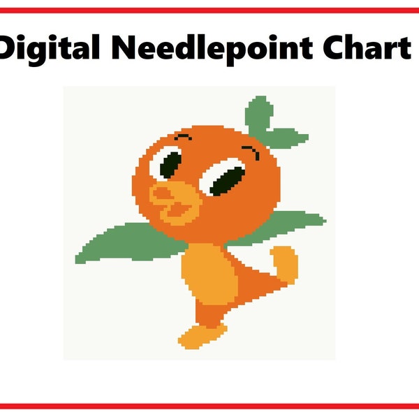 Orange Bird | Needlepoint Canvas or Counted Cross Stitch Pattern Download