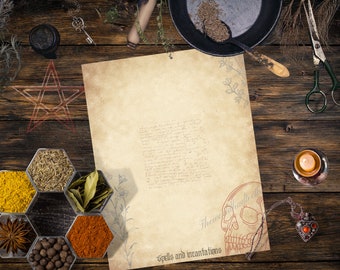 Spells and Incantations Page, Book of Shadows Printable (Digital Download)