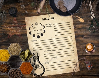 Spell Jar Template Page, Book of Shadows Printable (Digital Download)
