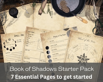 Book of Shadows Starter Pages, Witchcraft Spell Templates (Digital Download)
