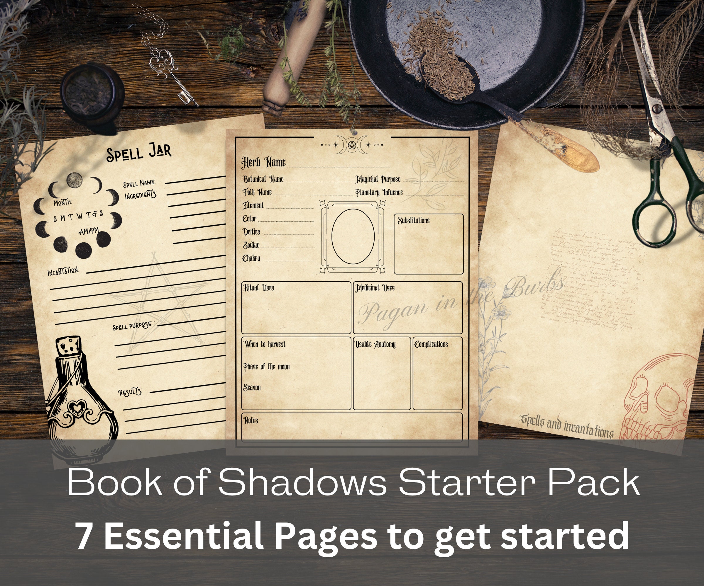 Book of Shadows Starter Pack, Bundle, Spells, Incantations, Notes ...
