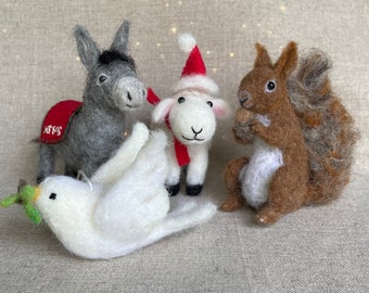 Needle felted Christmas tree decorations - new range