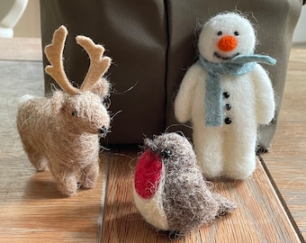 Needle felted Christmas tree decorations