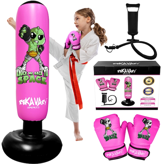 Punching Bag Kids Combo Kit Boxing Gloves Pump Repair Kit Ninja