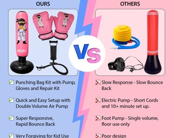 Kids Punching Bag Combo Kit Boxing Gloves Pump Repair Kit Ninja taekwondo  kickboxing MMA KARATE JUDO 5' 3