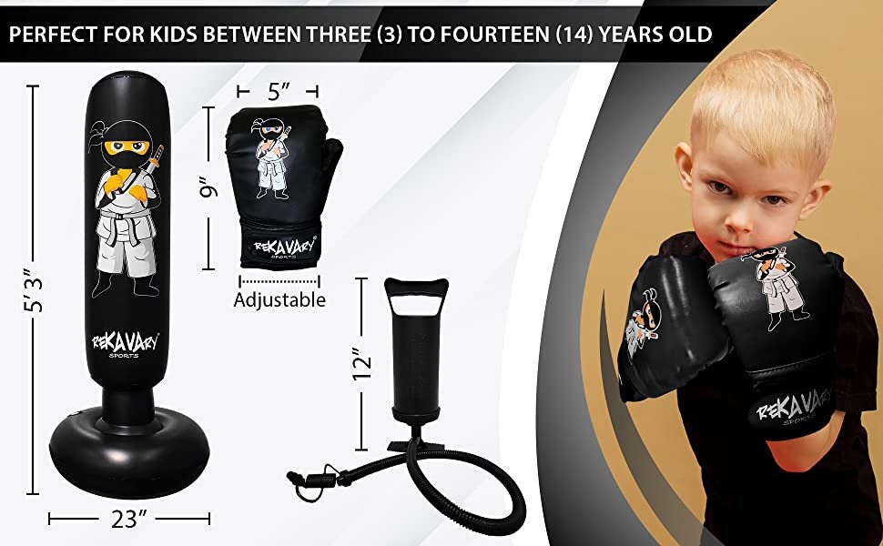 ボクシング3点セット Kids Punching Bag Combo Kit Boxing Gloves Pump Repair Kit