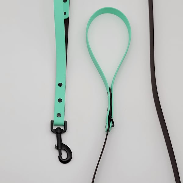 3/4" Two Tone Biothane Dog Leash with Built in Traffic Handle, Training Leash, Traffic Leash Custom Waterproof, Traffic Lead