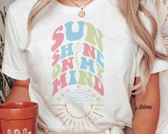 Sunshine On My Mind SVG PNG Sublimation - Retro Vacation Shirt Png, Groovy Summer Design - Beach Motivational svg, Positive Summer DTF Dtg