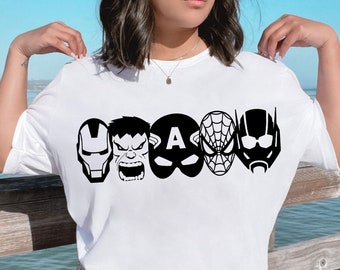 Superheroes Friends Shirt Design Svg, Png, Avengers Family Vacation Svg, Avengers Heroes Heads Svg Png, Instant Download, Cricut CutFile