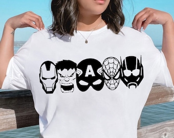 Superheroes Friends Shirt Design Svg, Png, Avengers Family Vacation Svg, Avengers Heroes Heads Svg Png, Instant Download, Cricut CutFile