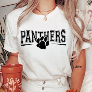 Panters SVG PNG DXF, Distressed Panther Paw Shirt sublimatie ontwerp, Game Day College mascotte gesneden bestand, dtf dtg-overdracht, zeefdruk