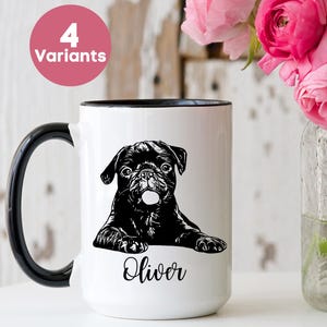 Personalized Pug Mug, Custom Pug Coffee Mug, Dog Mom Gift, Pug Head Coffee Cup, Pug Lover Cup, Pug Dad Gift, Pug Owner Mug,Cute Pug Name Mug
