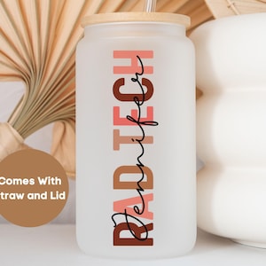 Personalized RAD TECH Frosted Cup, Custom Rad Tech Coffee Cup, Nurse Appreciation Gift, Radiologic Technologist Glass Tumbler, Rad Tech Gift