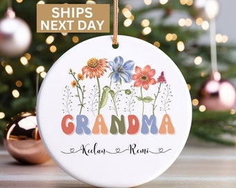 Personalized Grandma Ornament, Custom Grandma Keepsake, Grandma Gift, Grandma Christmas Ornament, Grandma Ornament with Grandkids Names