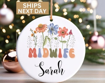 Personalized Midwife Ornament, Custom Midwife Keepsake, Midwife Gift, CNM Christmas Ornament, Labor and Delivery Nurse Gift,L and D Ornament