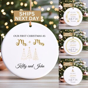 Personalized First Christmas Married Ornament, Custom Our First Christmas Married Ornament, Christmas Wedding Gift Keepsake, Mr and Mrs Gift