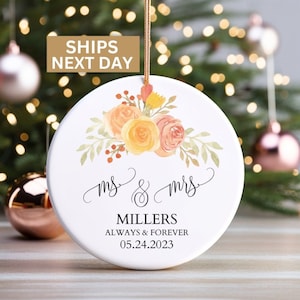 Personalized Mr and Mrs Ornament, Custom Our First Christmas Married Ornament, Christmas Wedding Keepsake for Newlyweds, Mr and Mrs Gift