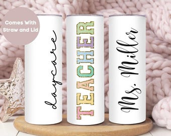 Personalized Daycare Teacher Tumbler, Custom Daycare Teacher Tumbler Cup, Teacher Appreciation Gift, Daycare Teacher 20 Oz Travel Cup