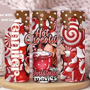 Personalized Christmas Tumbler, Custom Holiday Tumbler Cup, Hot Chocolate Travel Cup, Christmas Gift, Cute Winter Mug,Hot Cocoa Red  Tumbler