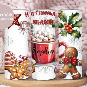 Personalized Christmas Tumbler, Custom Holiday Tumbler Cup, Hot Chocolate Travel Cup, Christmas Gift, Cute Winter Mug,Winter Gingerbread Cup