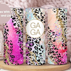 Glitter Gaga Tumbler For Grandma for Mother&#39;s Day, Mothers Day Gift For Gaga, Cheetah Gaga Travel Cup,Pink Leopard Gaga Tumbler,Grandma Gift