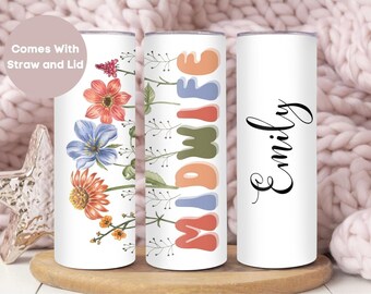 Personalized Midwife Tumbler, Custom Midwife Tumbler Cup, Midwife Gift, Nurse Appreciation Gift, CNM Tumbler, Labor and Delivery Travel Cup