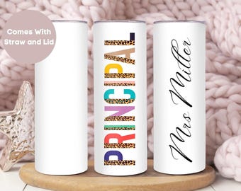 Personalized Principal Tumbler, Custom Principal Tumbler Cup with Name, Teacher Appreciation Gift, Cheetah Principal Travel Cup, Teacher Mug