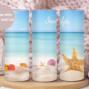 Personalized Seashells Tumbler, Custom Summer Vacation To Go Cup Birthday Gift, Ocean Tumbler Cup, Beach Vacation Travel Cup, Seashells Mug