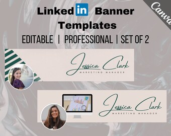 Linkedin Banner Canva Template Bundle, Edit in Canva, Professional ...