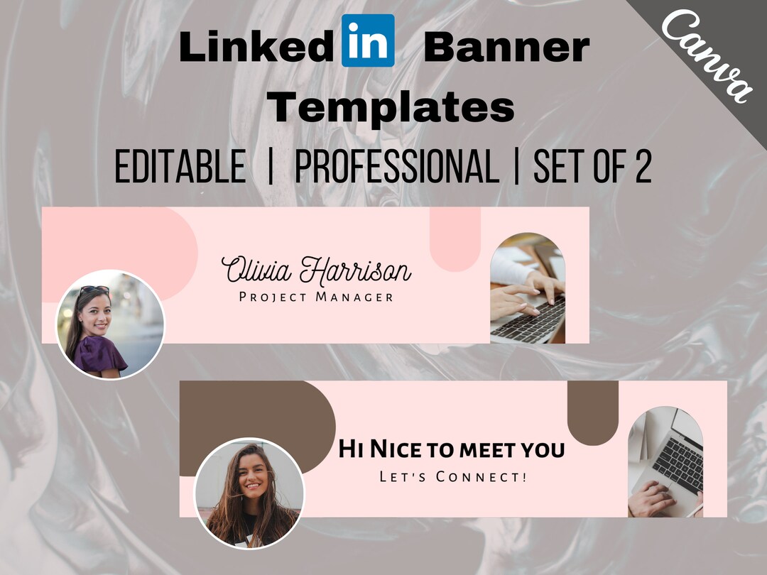 Linkedin Banner Canva Template Bundle, Edit in Canva, Professional ...