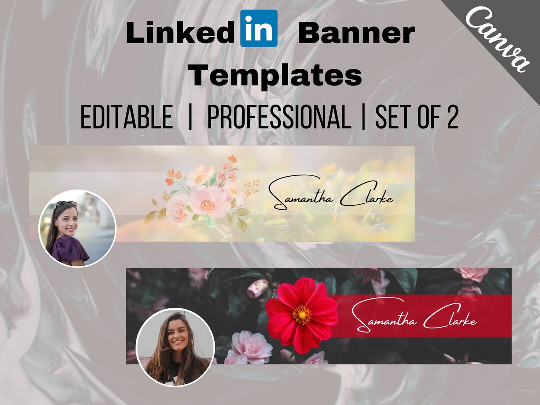 Editable Professional Linkedin Banner Canva Template Bundle, Edit in ...