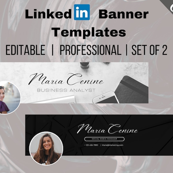 Editable Professional LinkedIn Banner Canva Template Bundle, Edit in Canva, Professional Banner, personal branding, aesthetic, minimalist