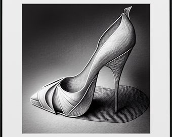 Black & White High Heel Fashion Kunstdruck (Digital Download)
