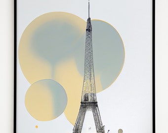 Abstract Eiffel Tower Art Print, Colorful Paris Home Decor (Digital Download)