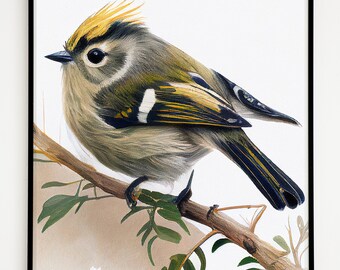 Colorful, Nature, Watercolor, Goldcrest, Goldcrests, Birds, Wildlife, Digital Print, Prints, Wall Art, Digital Download, Posters, Home Decor