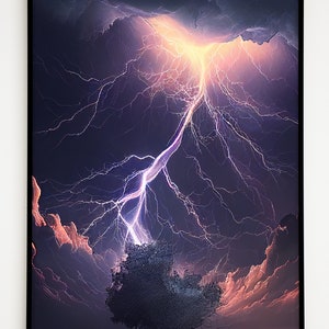 Landscape, Nature, Cloud, Lightning, Storm, Digital Print, Posters, Prints, Wall Art, Digital Download, Wall Art Prints, Home Decor